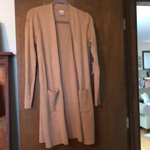 Chico’s camel ribbed long cardigan